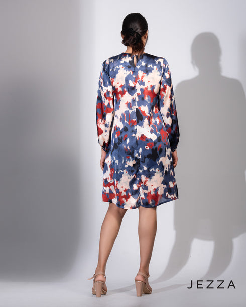 Radiant Flow: Crush Satin Knee-Length Top Dress 71881